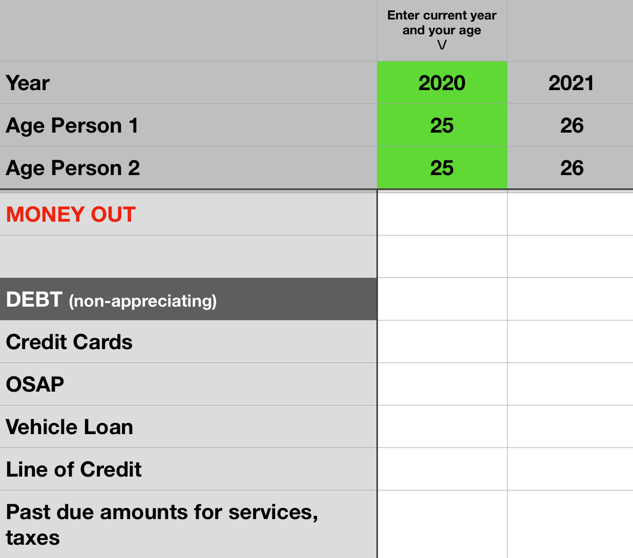 Household Cash Flow (Microsof Excel format)
